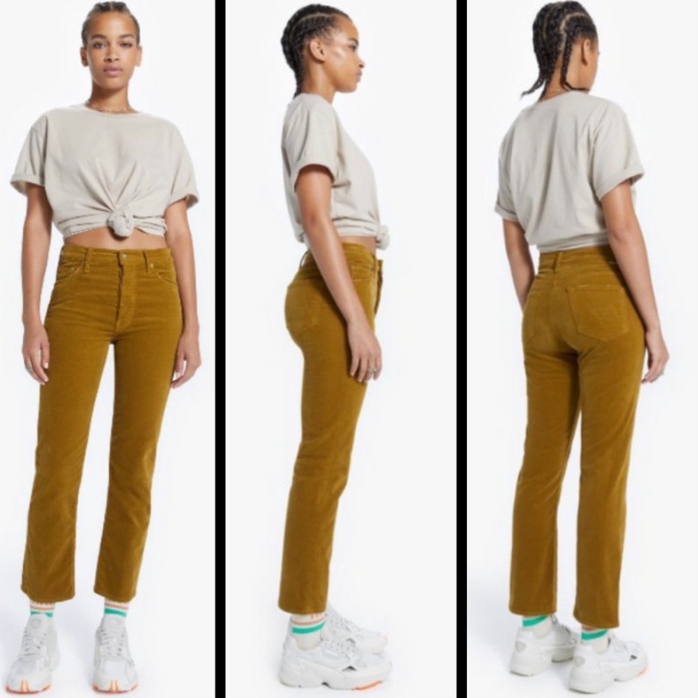 MOTHER Gold Ankle Cropped Jeans High-Waisted